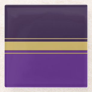 Fun Sporty Two Tone Purple Sleek Racing Stripes Glass Coaster