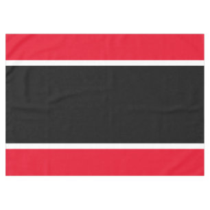 Fun Sporty Wide Black White Bright Red Stripes Tablecloth