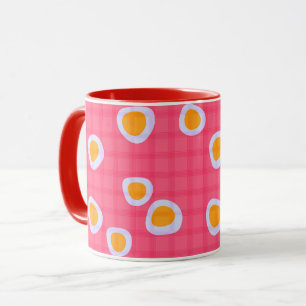 Fun spots on a coral pink checkered background mug