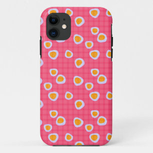 Fun spots on a coral pink chequered background iPhone 11 case