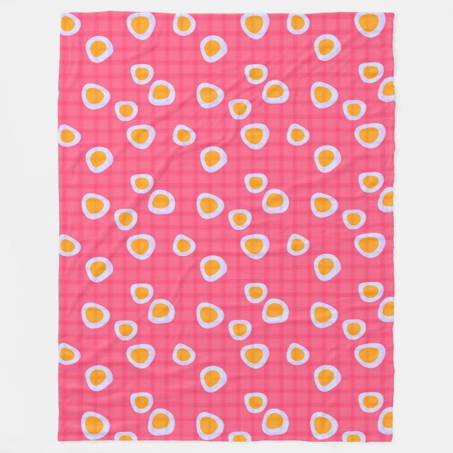 Fun spots on a coral pink chequered background fleece blanket (Front)