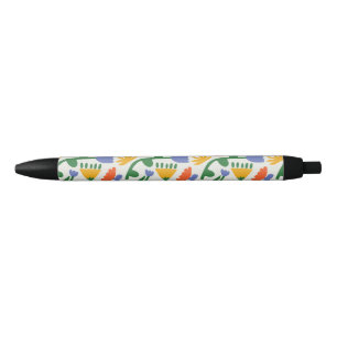 Fun Spring Floral Pattern Black Ink Pen