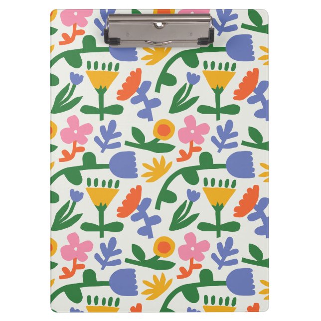 Fun Spring Floral Pattern Clipboard (Front)