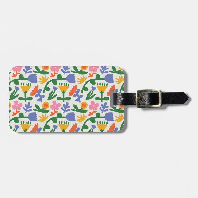 Fun Spring Floral Pattern Luggage Tag (Front Horizontal)