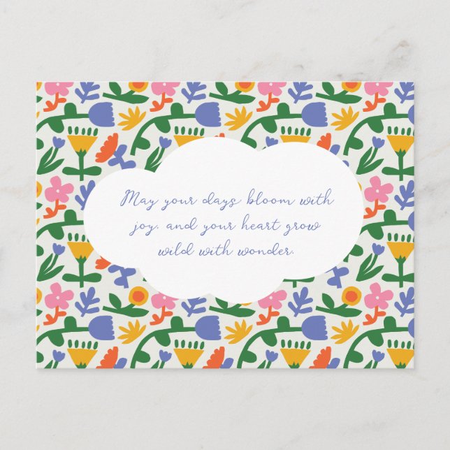 Fun Spring Floral Pattern Postcard (Front)