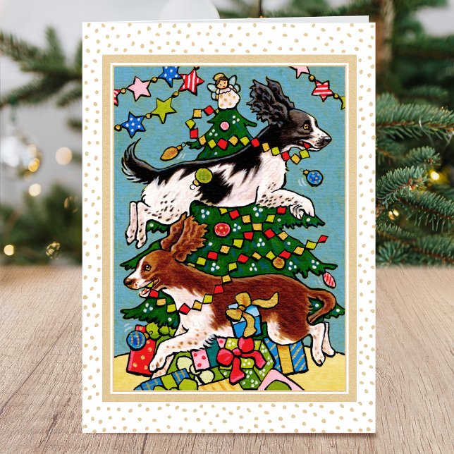 Fun Springer Spaniel Dog Christmas Custom Holiday Card (Creator Uploaded)