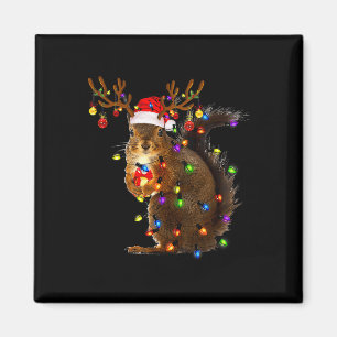 Fun Squirrel Christmas Tree Lights Reindeer Santa Magnet