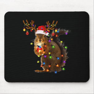 Fun Squirrel Christmas Tree Lights Reindeer Santa  Mouse Mat