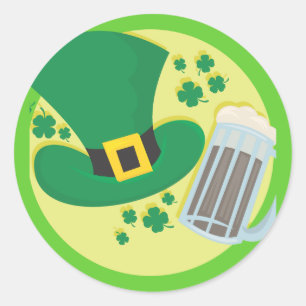Fun St Patricks Day Beer Design Classic Round Sticker
