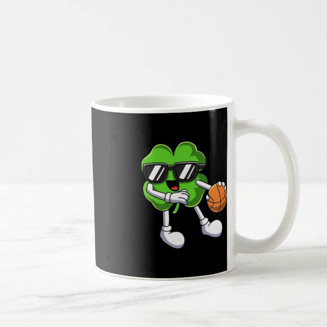 Fun St Patricks Day Shamrock Playing Basketball Bo Coffee Mug (Right)