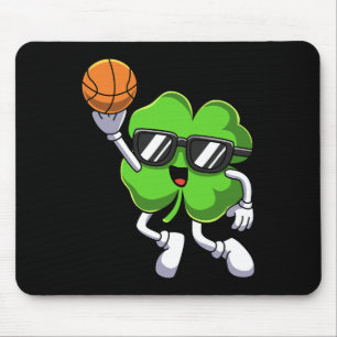 Fun St Patricks Day Shamrock Playing Basketball Bo Mouse Mat