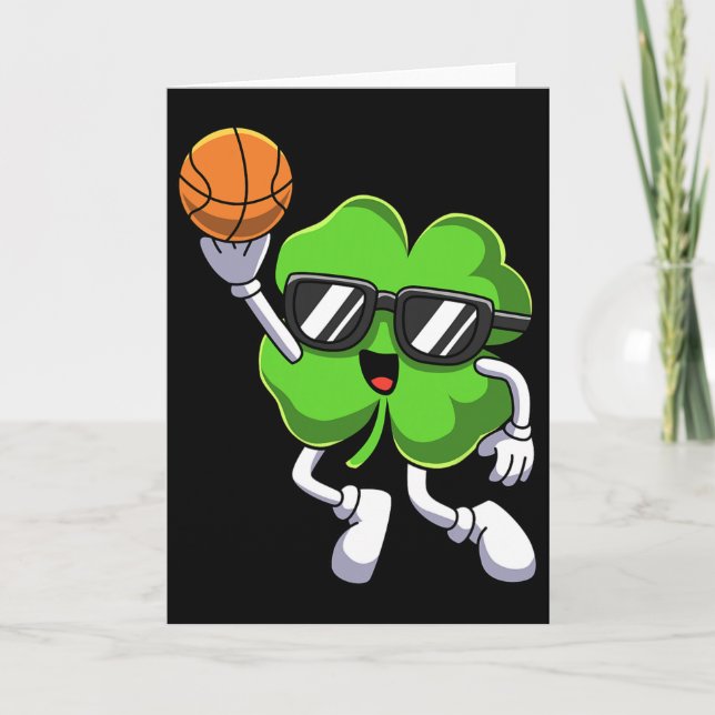 Fun St Patricks Day Shamrock Playing Bysketbyll Bo Card (Front)