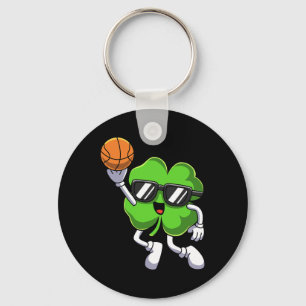 Fun St Patricks Day Shamrock Playing Bysketbyll Bo Key Ring