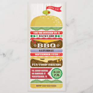 Fun Stacked BBQ Party Invitation