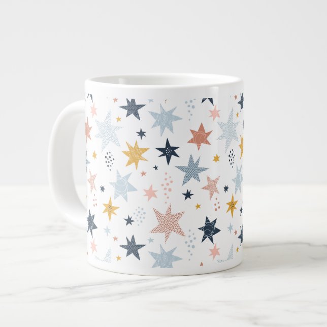 Fun Star Pattern Large Coffee Mug (Front Left)