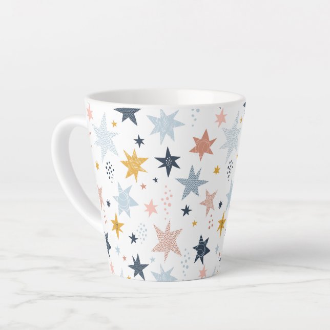 Fun Star Pattern Latte Mug (Left Angle)
