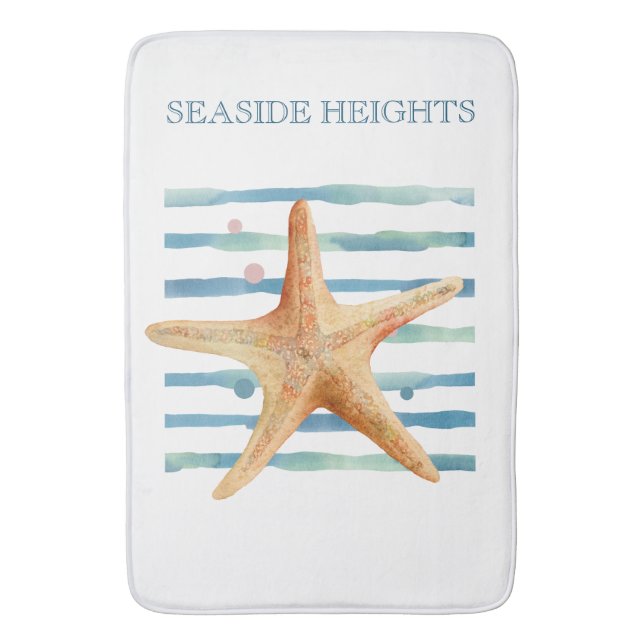 FUN STARFISH BEACH COASTAL VACATON  BATH MAT (Front Vertical)