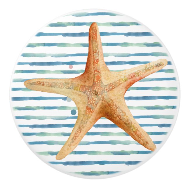 FUN STARFISH BEACH COASTAL VACATON   CERAMIC KNOB (Front)