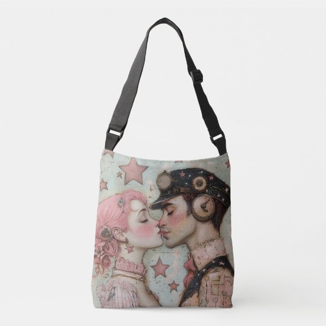 Fun Steampunk Couple  Crossbody Bag (Front)