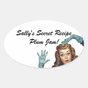 Fun Sticker Retro Lady Home Canning Secret Recipe