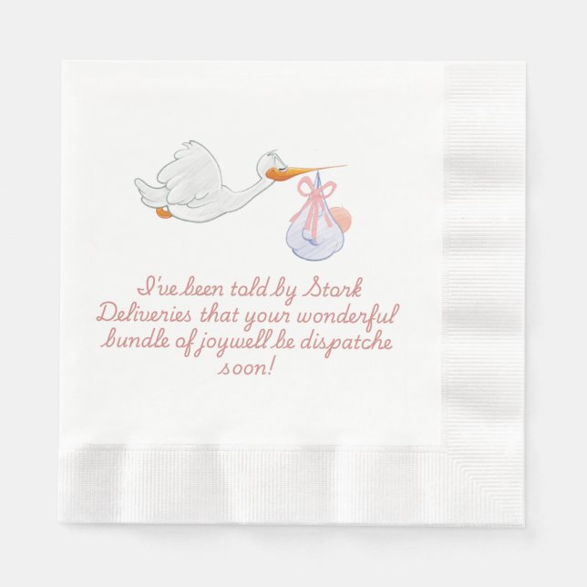 Fun Stork Baby Shower Design  Napkin (Front)