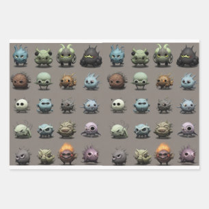 Fun Strange Alien Monsters Wrapping Paper Sheet