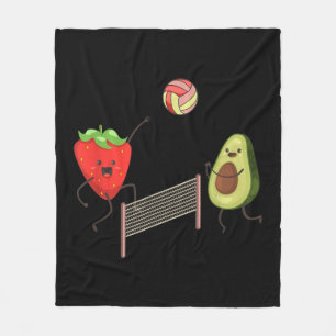 Fun Strawberry Avocado Playing Volleyball Gift Tee Fleece Blanket