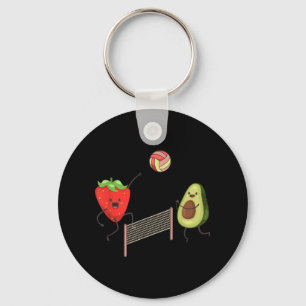 Fun Strawberry Avocado Playing Volleyball Gift Tee Key Ring