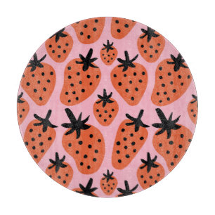 Fun strawberry, hand-drawn seamless design. cutting board