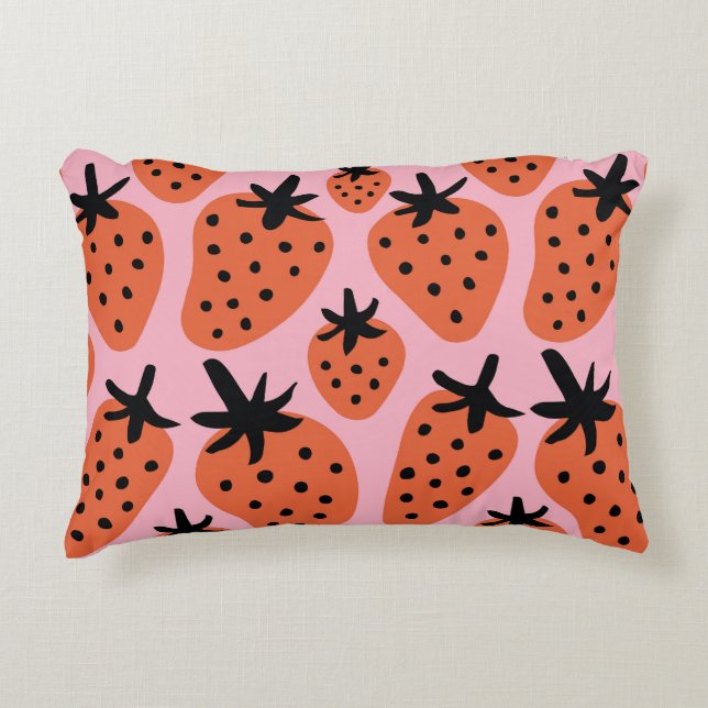 Fun strawberry, hand-drawn seamless design. decorative cushion (Front)