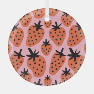 Fun strawberry, hand-drawn seamless design. glass tree decoration