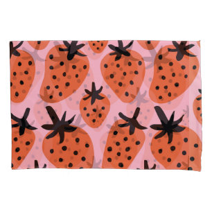 Fun strawberry, hand-drawn seamless design. pillowcase