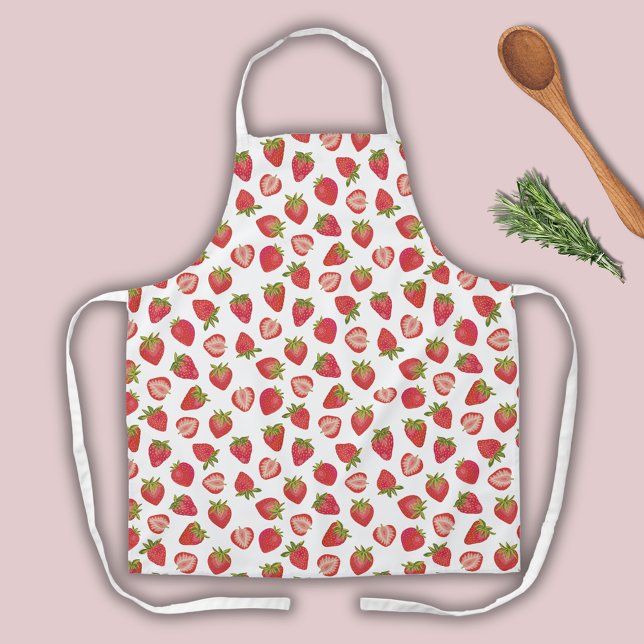 Fun strawberry pattern apron (Strawberry Pattern kitchen apron)