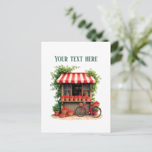 Fun strawberry vendors customisable postcard