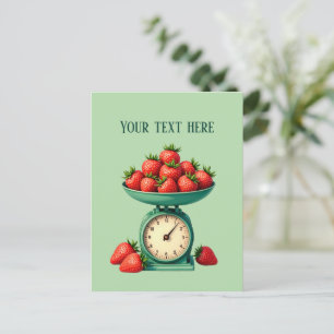 Fun strawberry vendors customisable postcard