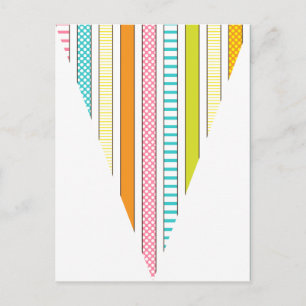 Fun Stripe and Polka Dot Colourful Flag Bunting Postcard