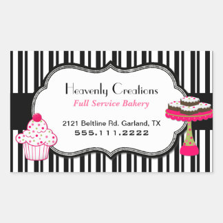 Fun Striped Custom Bakery Sticker