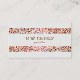 Fun Stripes Colourful Glitter Look Business Card 4