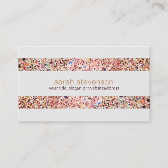 Fun Stripes Colourful Glitter Look Business Card 4 (Front)