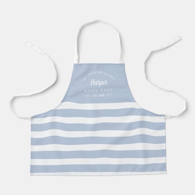 Fun Stripes Editable Colour Personalised Kid Apron (Front)