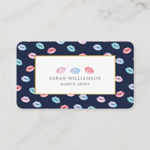 Fun Styalsih Watercolor Kiss Me Lips Pattern Business Card
