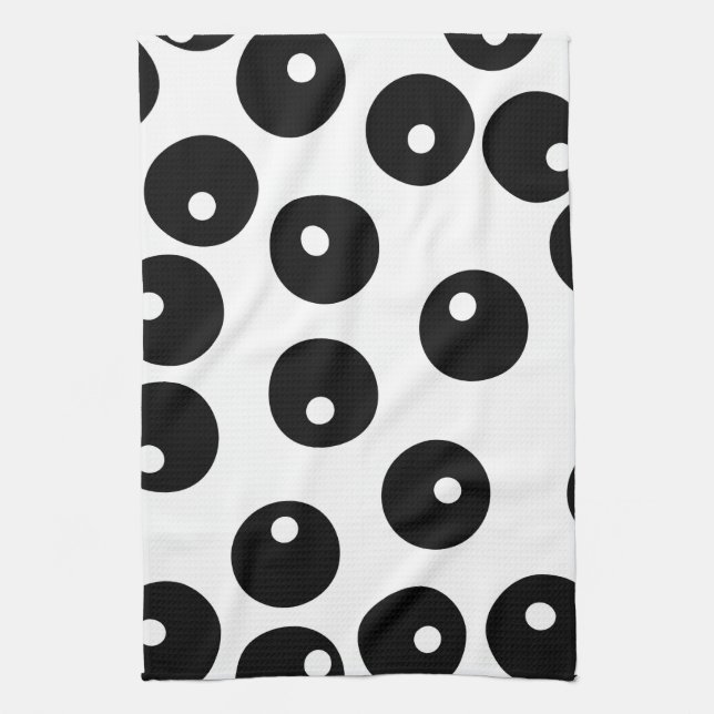 Fun stylish black and white pattern. Custom Tea Towel (Vertical)