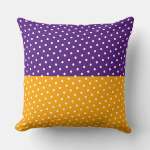Fun Stylish Dots Royal Purple Yellow Colour Block Cushion