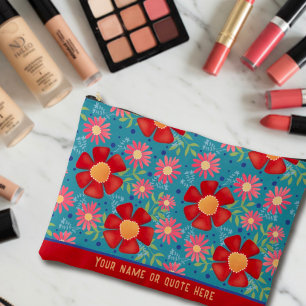 Fun Stylish Floral Pattern Custom Cosmetic Bag