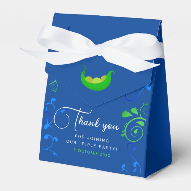 Fun Stylish Peapod Navy Blue Triplets Joint Party  Favour Box (Front Side)