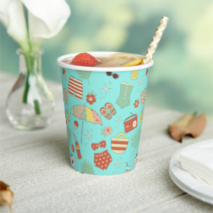 Fun Stylish Retro Vintage Summer Beach Swimsuits Paper Cups