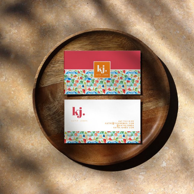 Fun Stylish Summer Monogram Business Card (Creator Uploaded)