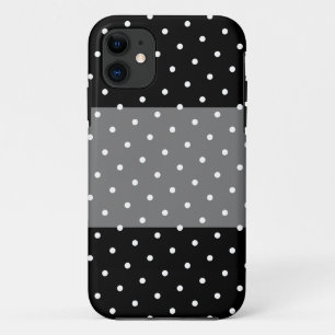 Fun Stylish Wide Polka Dotted Grey Black Stripes iPhone 11 Case