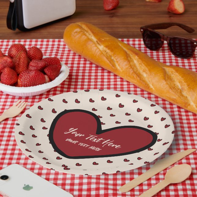 Fun Stylist Sweet Heart Party Supplies Template  Paper Plate (Picnic)
