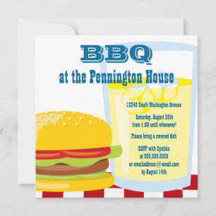 Fun summer BBQ (barbeque) grill party invitation